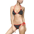 Money Pattern Bikini Swimsuit — Black & Red Triangle Two-Piece